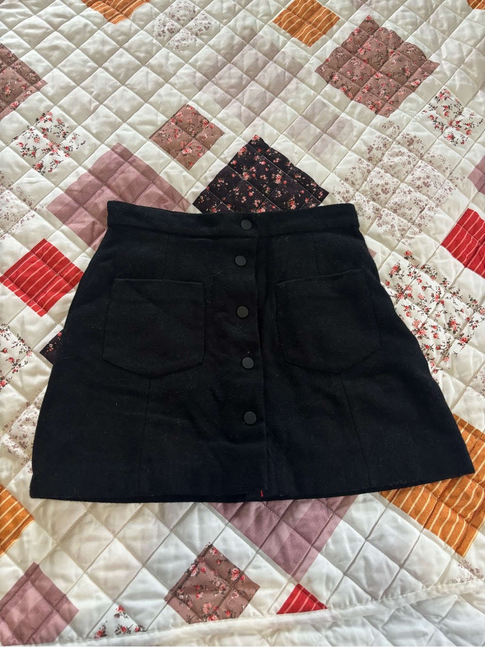 Zara Black Button-Front Mini Skirt
